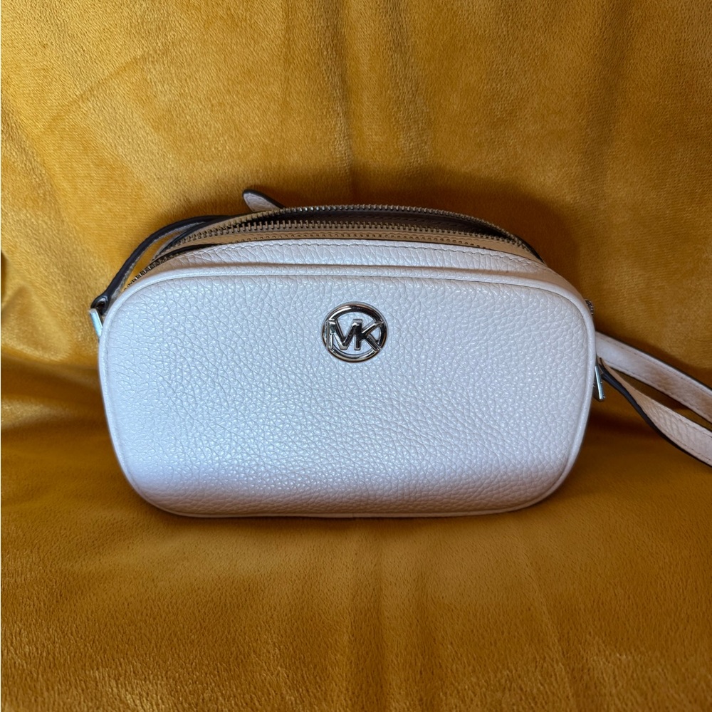 Michael Kors White Pebbled Leather Crossbody Bag